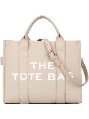 Women Pu-beige Personalized Canvas Leather Tote Bags with Zipper Mini Top-Handle